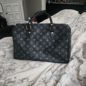 Louis Vuitton Gray and Black Monogram Duffel Bag